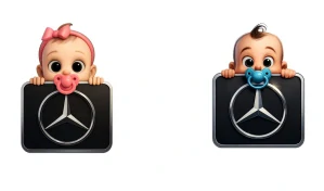 Samolepka mercedes - dítě v autě