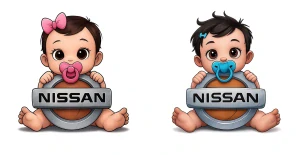 Samolepka nissan - dítě v autě