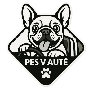 Samolepka - pes v autě (plemeno na přání)