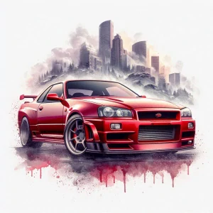 Nissan skyline GT červený