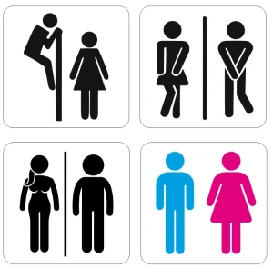 UV samolepka na dveře – WC motiv (4 varianty)