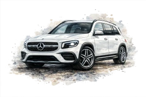 Bílý Mercedes GLB - 2 motivy