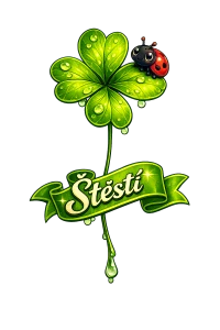 Čtyřlístek štěstí s beruškou