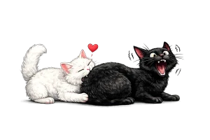 Kočičí láska (černá a bílá)