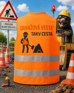 Reflexní oranžová vesta s potiskem