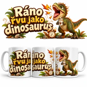 Keramický hrnek - Ráno řvu jako dinosaurus
