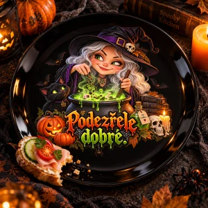 Halloweenský talíř – čarodějka