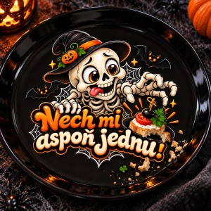 Halloweenský talíř – kostlivec