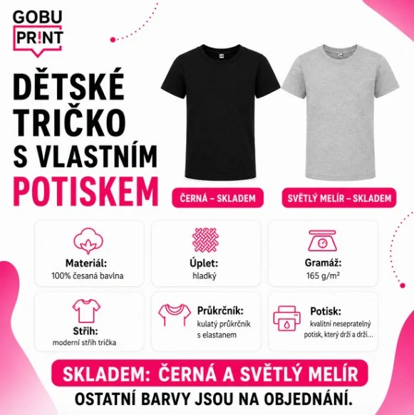 1.Dětské tričko s vlastním potiskem 