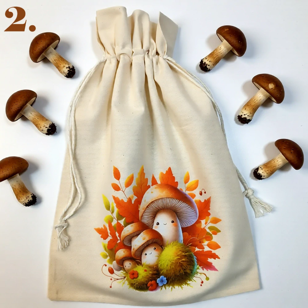 Bavlněné pytlíky na houby a bylinky - 6 motivů