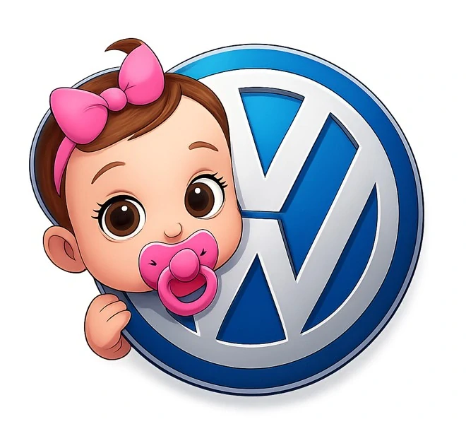 Samolepka volkswagen - dítě v autě
