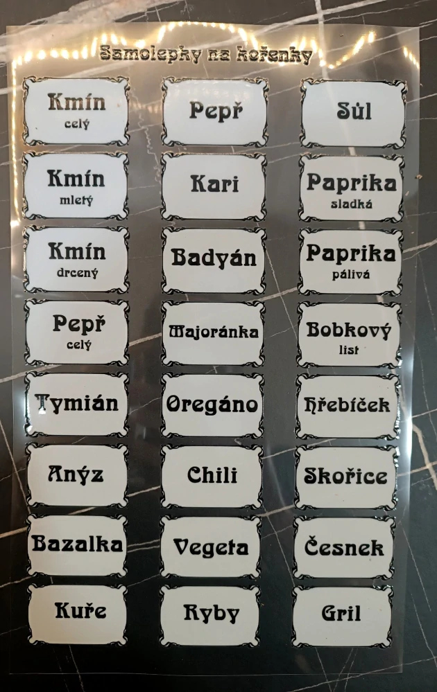 Samolepky štítky na kořenky – arch A4