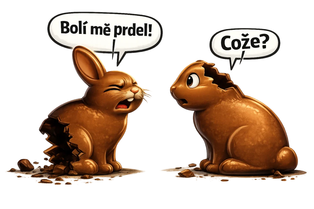 Tričko čokoládový zajíček „Bolí mě prdel!“
