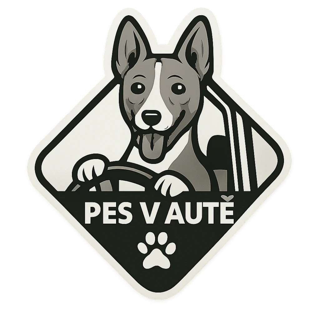 Samolepka - pes v autě (plemeno na přání)