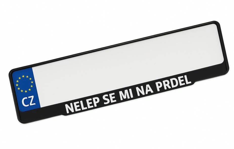 1. UV samolepka vlastní text na SPZ rámeček
