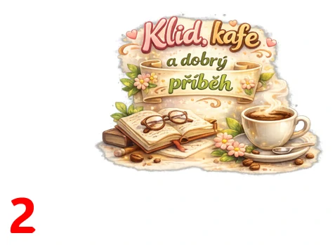 Vtipné motivy s knihou a kávou pro milovníky čtení