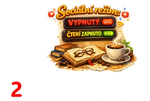 Vtipné motivy s knihou a kávou pro milovníky čtení II