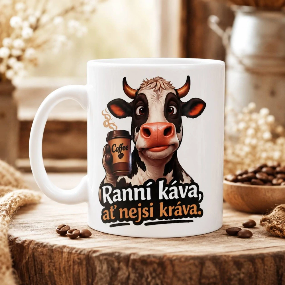 Keramický hrnek kráva a káva