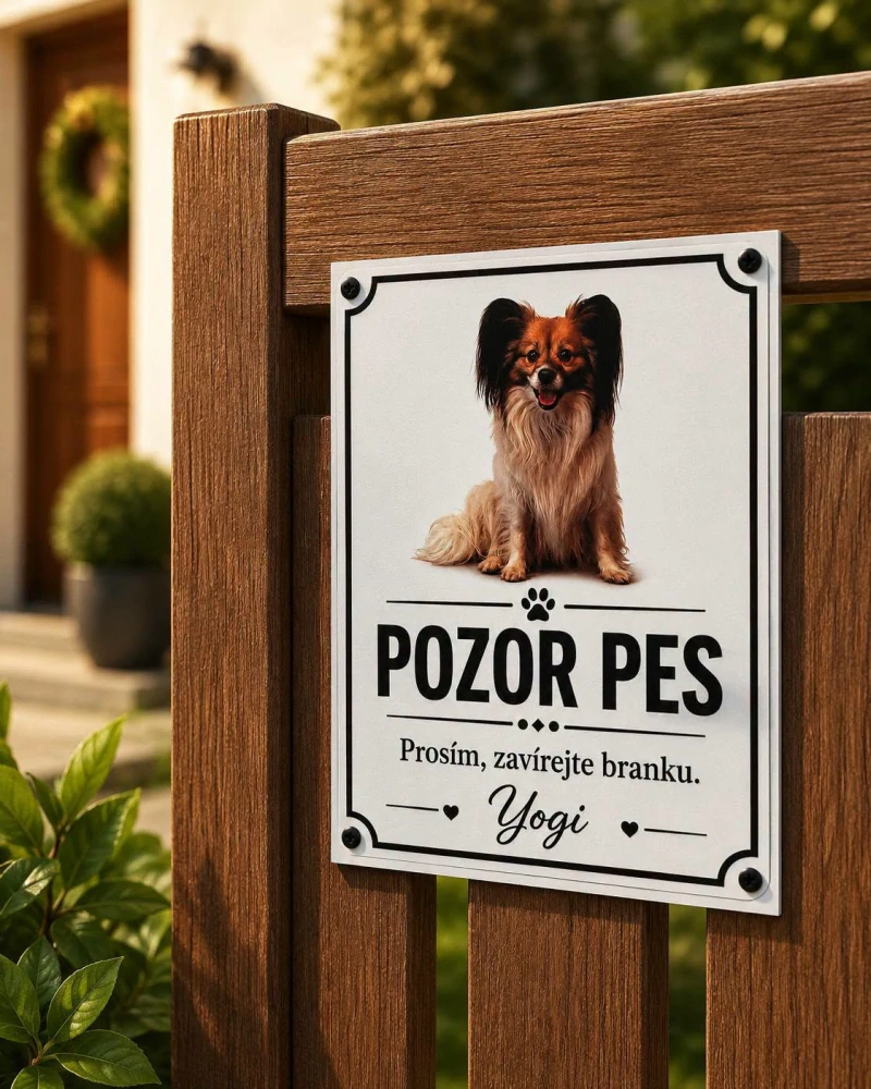 Cedulka Pozor pes z fotky vašeho psa