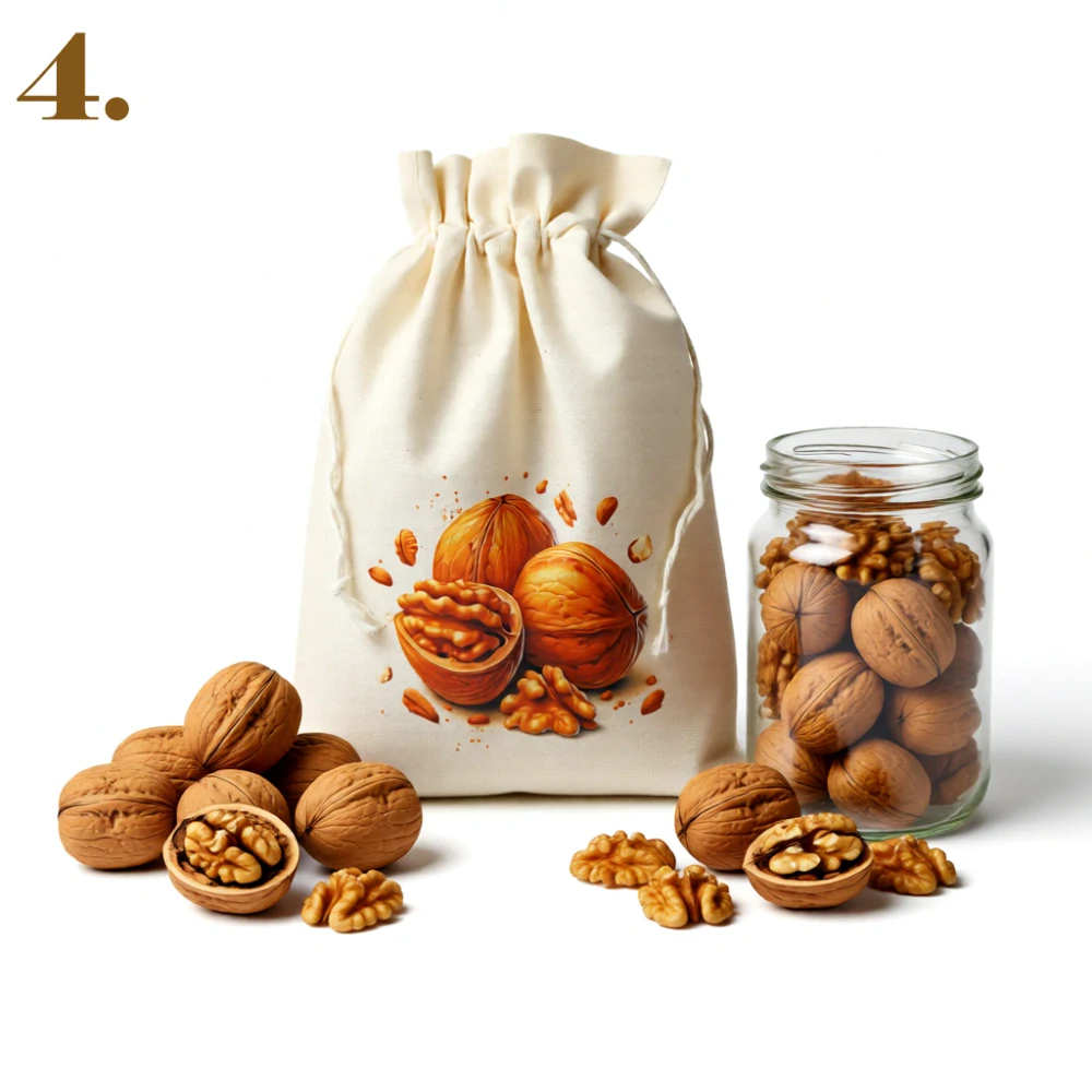 Bavlněné pytlíky na ořechy - 6 motivů
