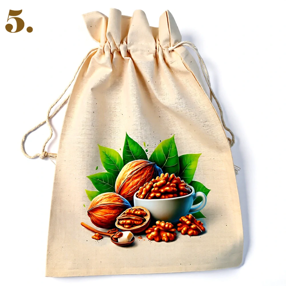 Bavlněné pytlíky na ořechy - 6 motivů