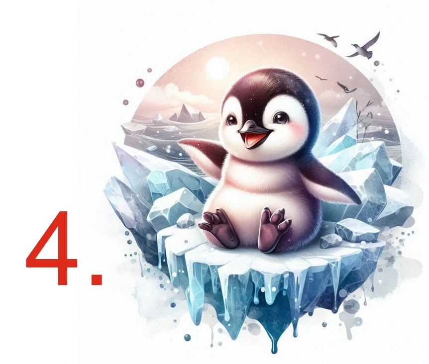 Tučňák cute - 4 motivy