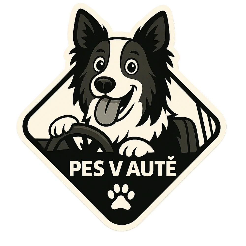 Samolepka - pes v autě (plemeno na přání)