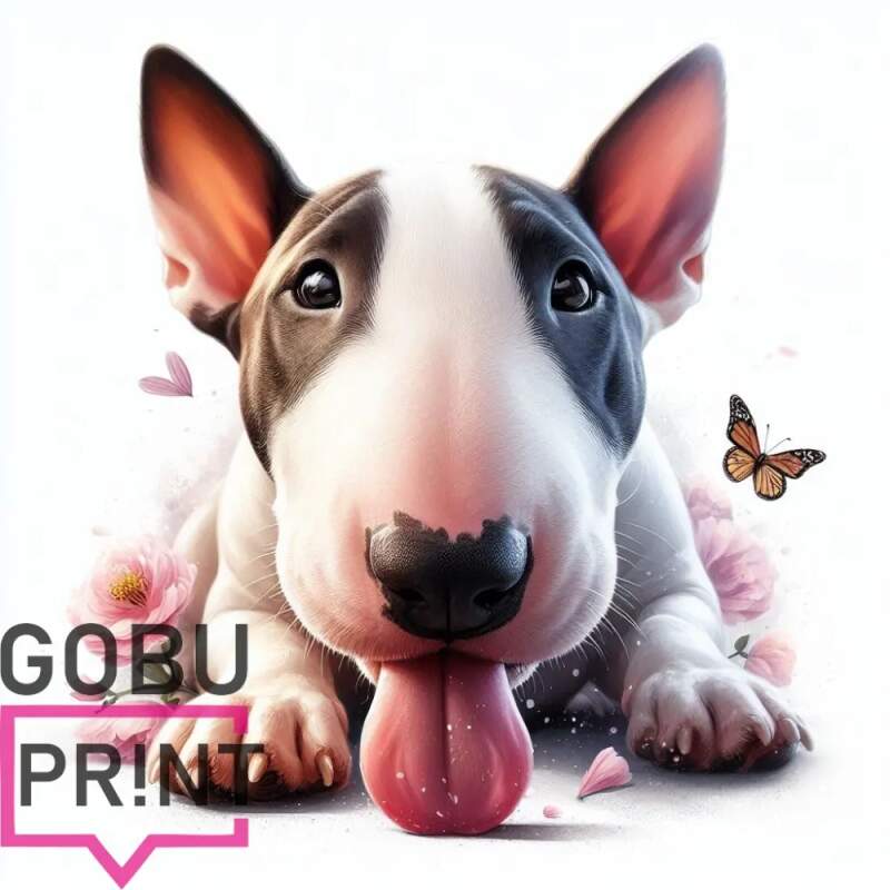 Levně Anglický bulteriér bílý se znaky (NAŽEHLOVAČKA)