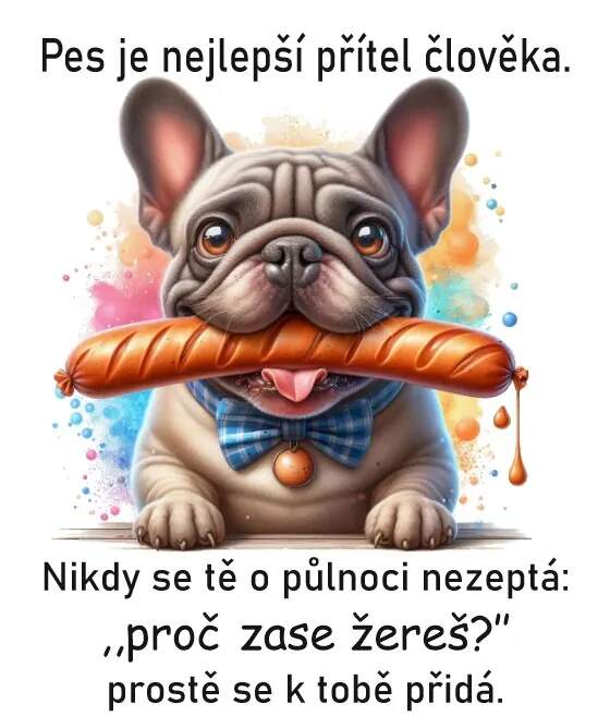 Levně Francouzský buldoček s klobásou (NAŽEHLOVAČKA)