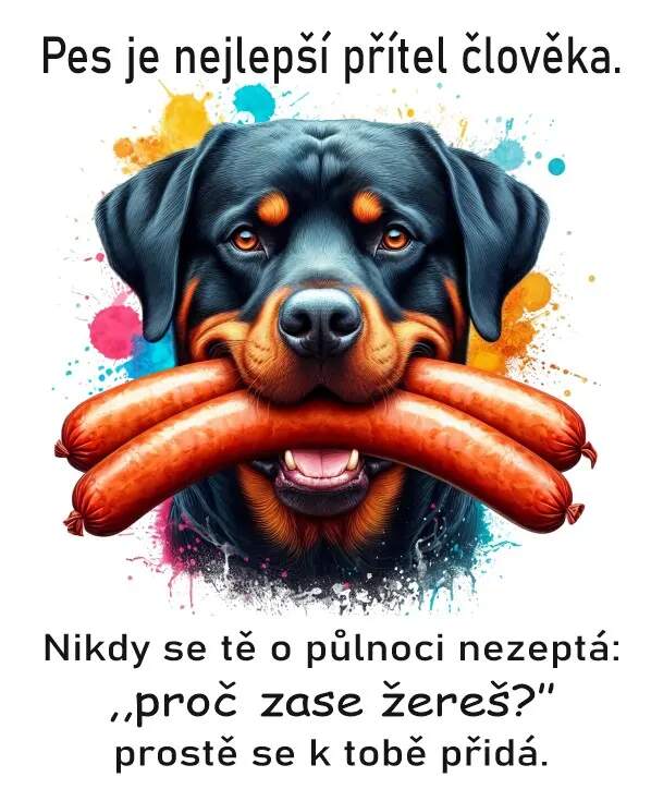 Levně Rotvajler s klobásou (NAŽEHLOVAČKA)