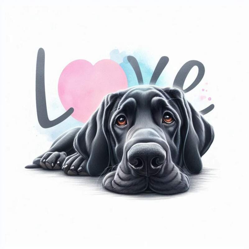 Levně Německá doga modrá love (NAŽEHLOVAČKA)