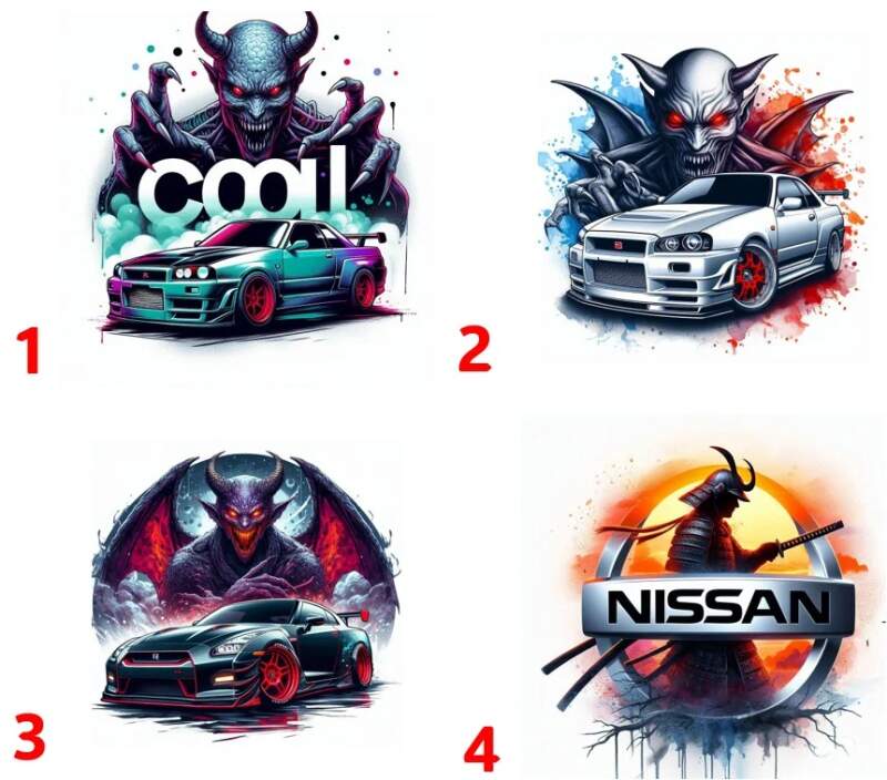 Levně nissan - 4 motivy (Nažehlovačka auta)