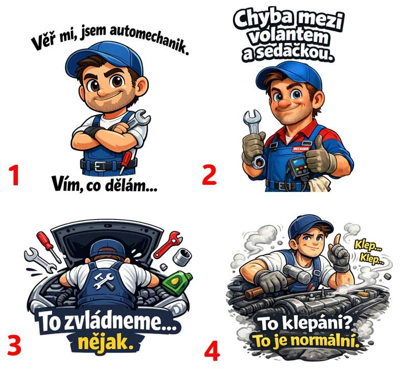 Levně Automechanik - vím co dělám - 4 motivy (Nažehlovačka auta)