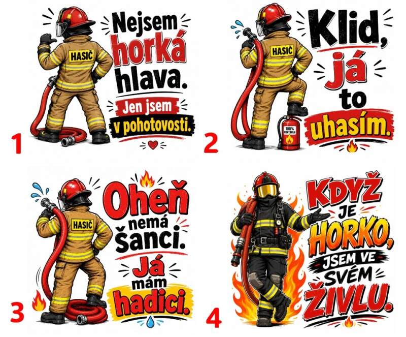 Levně Hasič a oheň - 4 motivy (Nažehlovačka pes)