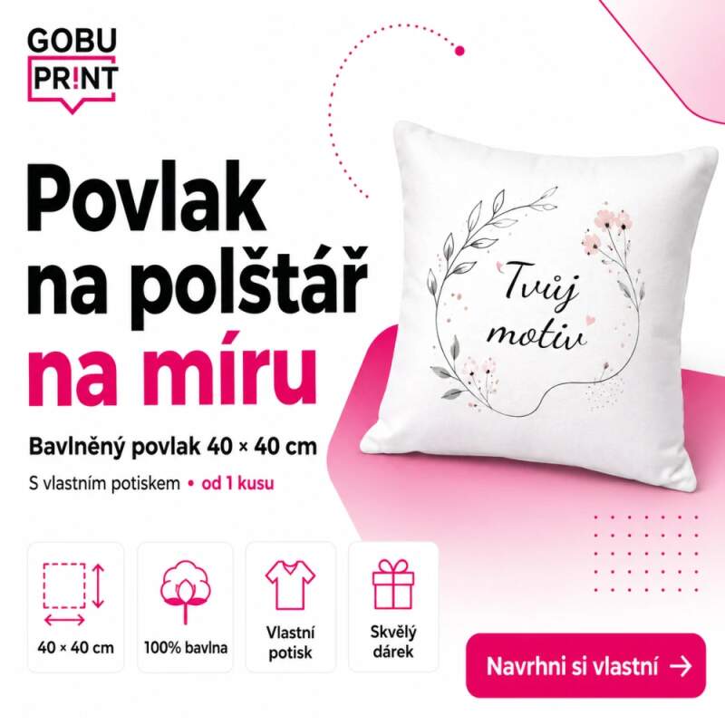 Levně Povlak na polštář s vlastním potiskem (bavlněný povlak)