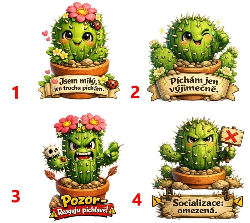 Levně Kaktus - 4 motivy (Nažehlovačka pes)
