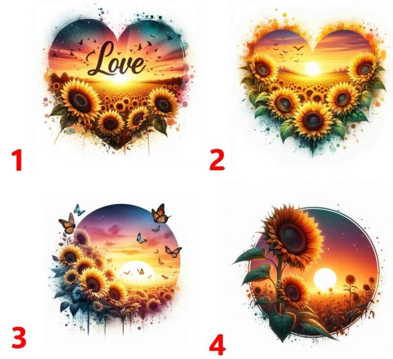 Levně Slunečnice love - 4 motivy (Nažehlovačka pes)