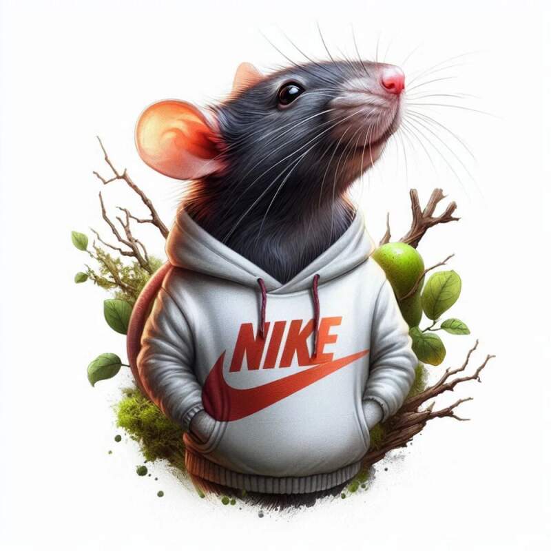 Levně Potkan v mikině nike (NAŽEHLOVAČKA)