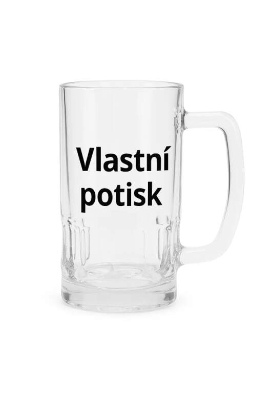 Levně 1.Půllitr čirý s vlastním potiskem 500ml (Klasický český pivní půlitr z čirého skla)