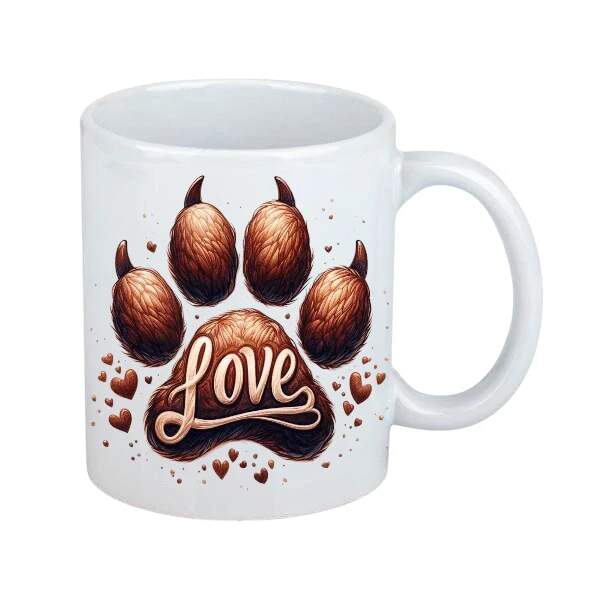 Levně 1.Keramický hrnek tlapka love (Oboustranný potisk)