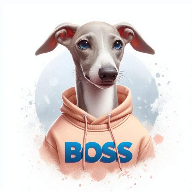 Levně Chrt v mikině boss (NAŽEHLOVAČKA)