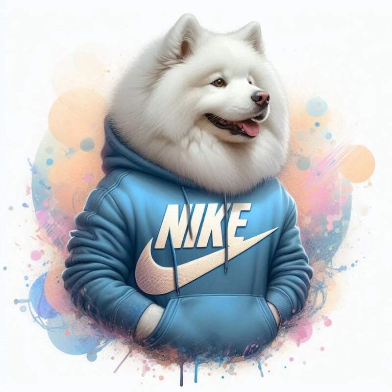 Levně Samojed v mikině nike (Nažehlovačka hlášky)