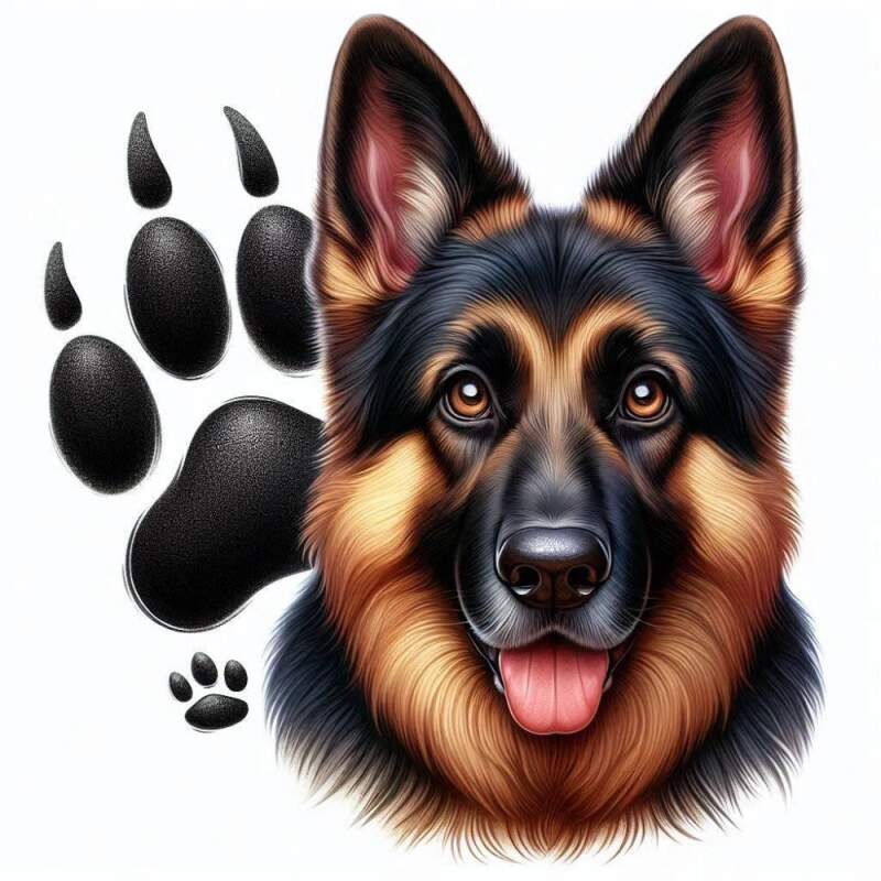 Levně Německý ovčák v otisku tlapy (Nažehlovačka hlášky)