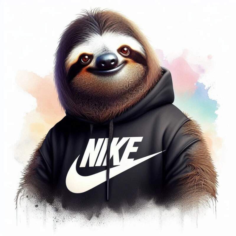 Levně Lenochod v mikině nike (NAŽEHLOVAČKA)