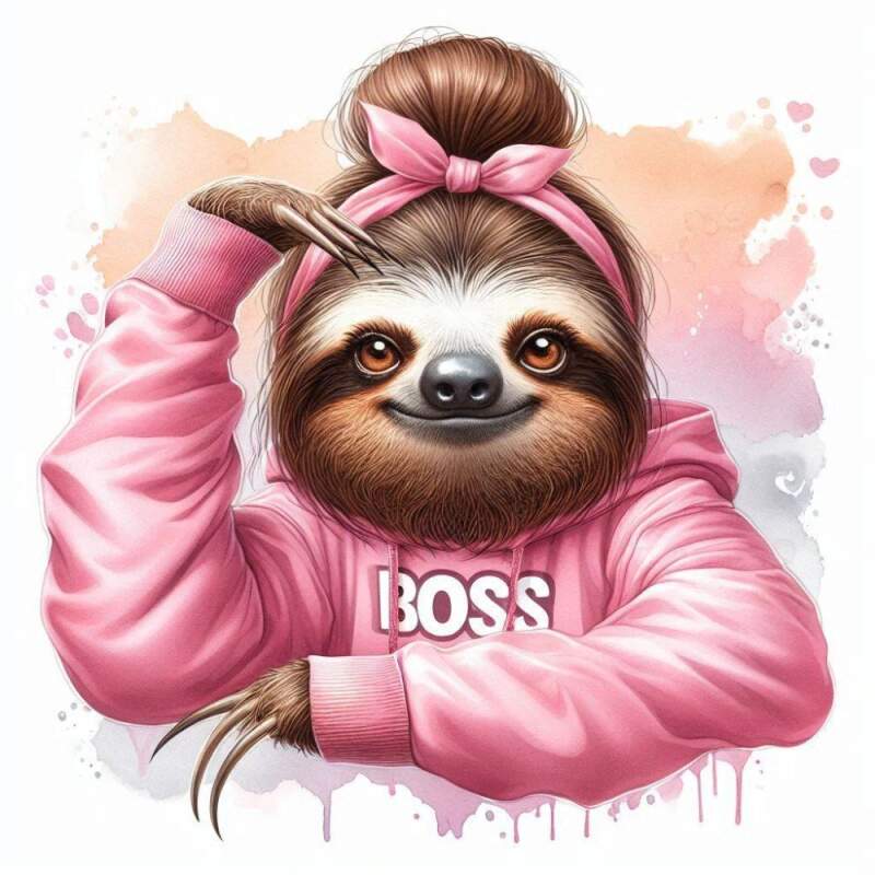 Levně Lenochod v mikině boss (NAŽEHLOVAČKA)