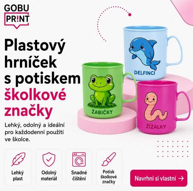 Levně Plastový hrníček s potiskem školkové značky (300ml)