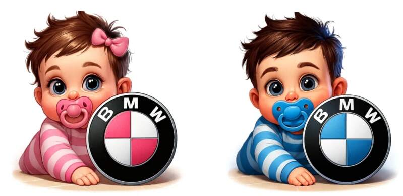 Levně Samolepka BMW - dítě v autě (UV DTF tisk )