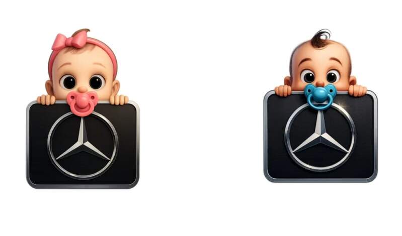 Levně Samolepka mercedes - dítě v autě (UV DTF tisk )