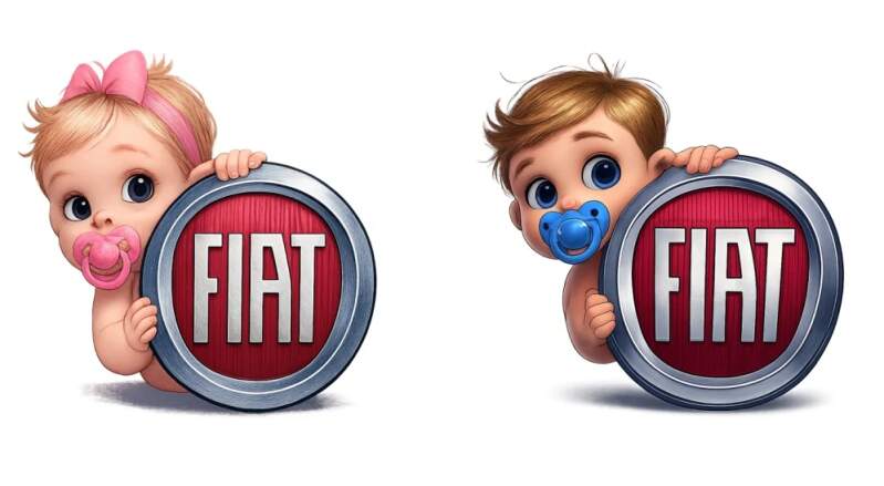 Levně Samolepka fiat - dítě v autě (UV DTF tisk )
