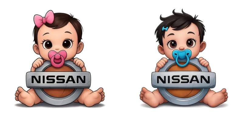 Levně Samolepka nissan - dítě v autě (UV DTF tisk )